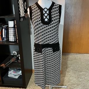 Joseph Ribkoff Black & White Jersey Knit Mod Style Sheath Dress